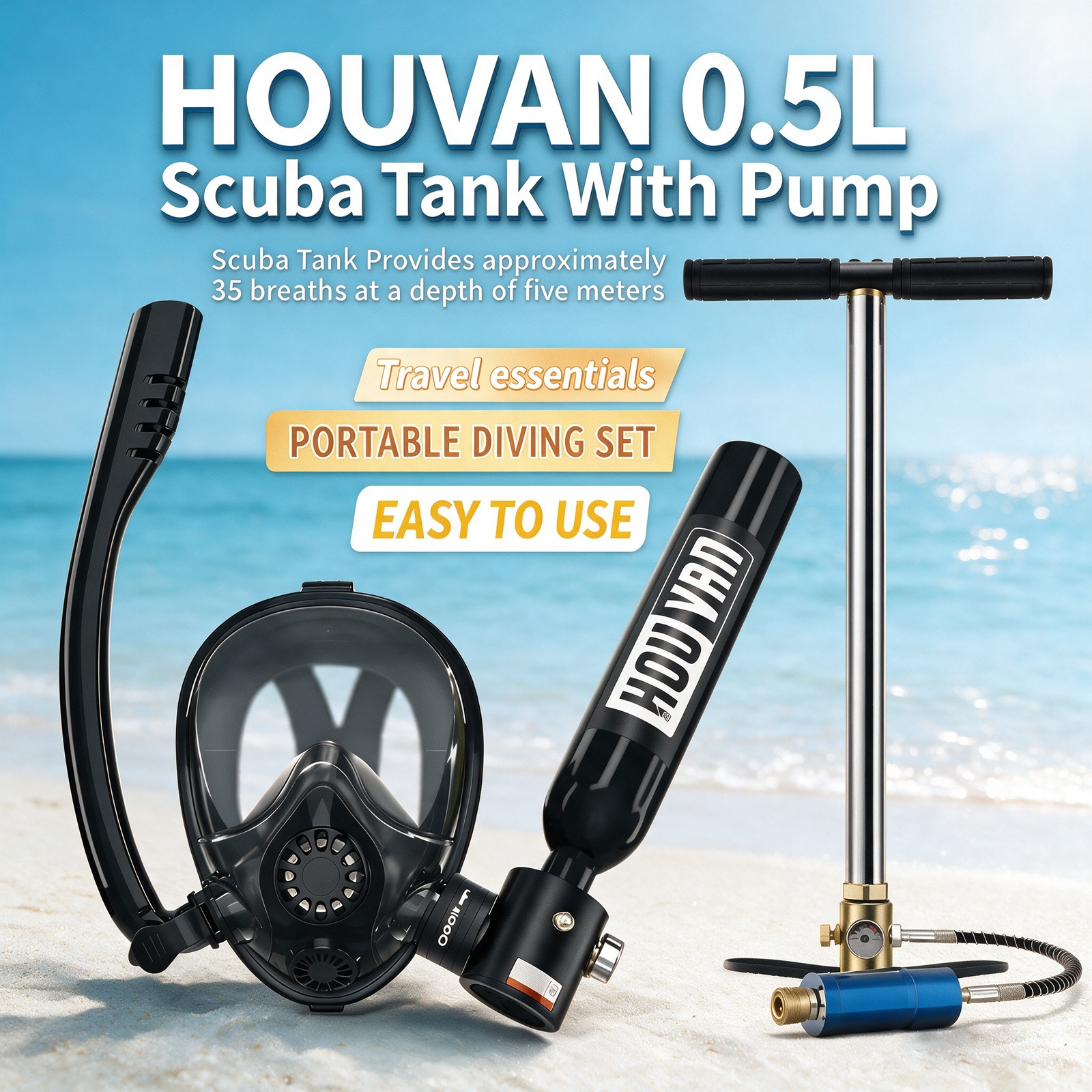 Snorkel Dry Top - HOUVAN Mini bombola da immersione da