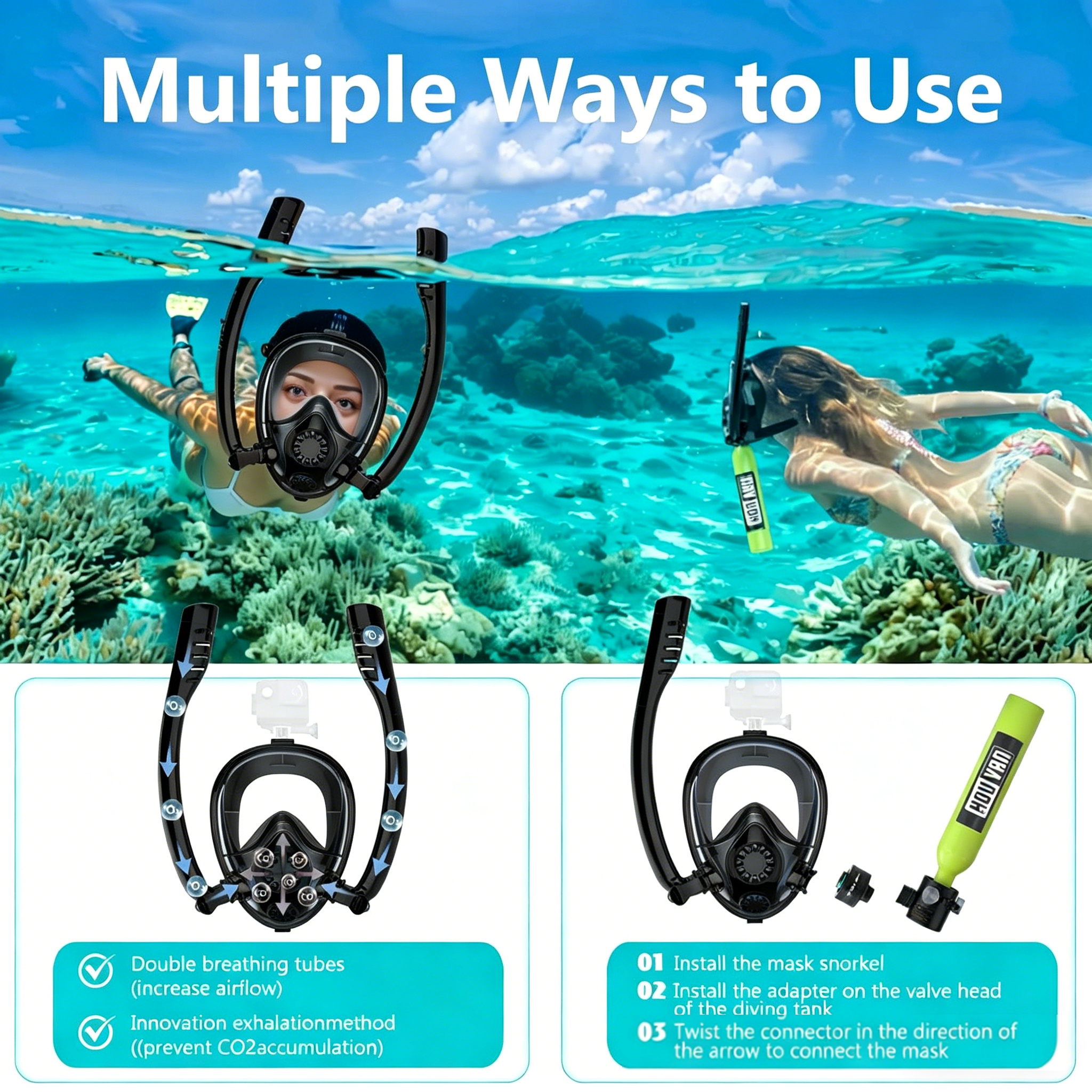 HOUVAN Mini bombola da immersi - Snorkel Dry Top recensione e prezzo